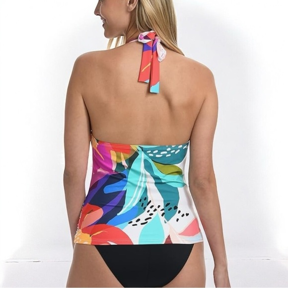 🌻NEW w.tags La Blanca Women's V-Neck Halter Tankini Top Size 12 | $98 Retail - Picture 5 of 11